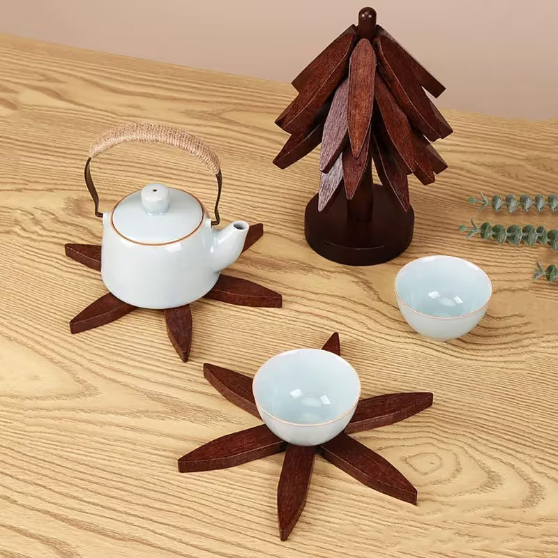 WOODEN TREE POT HOLDER