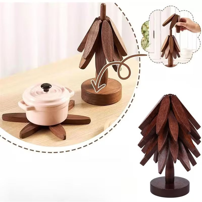 WOODEN TREE POT HOLDER