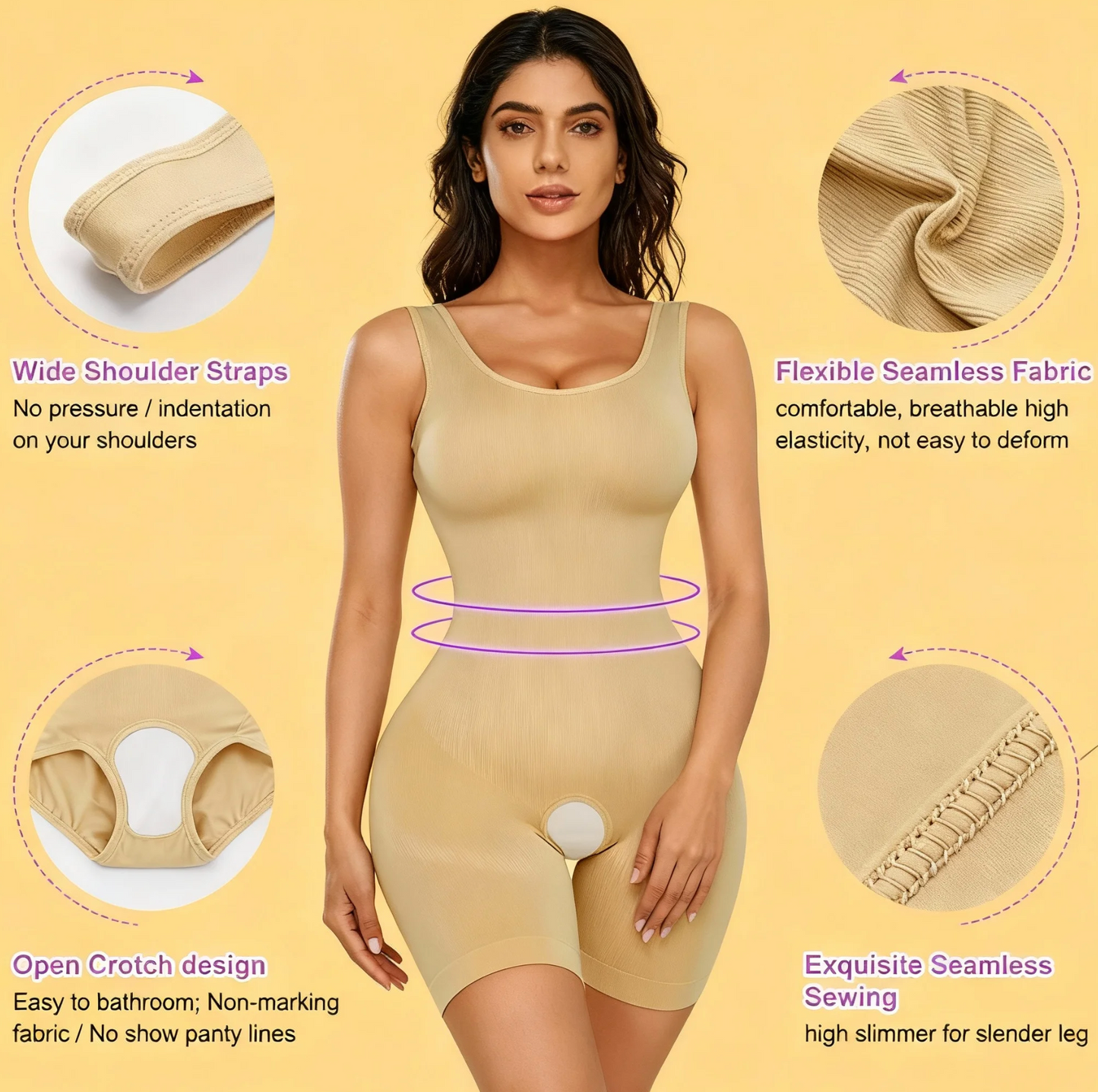 Premium Snatched Comfort-Strap Bodysuit (Open Crotch) | Instantly Smooth, Shape & Define Your Silhouette!