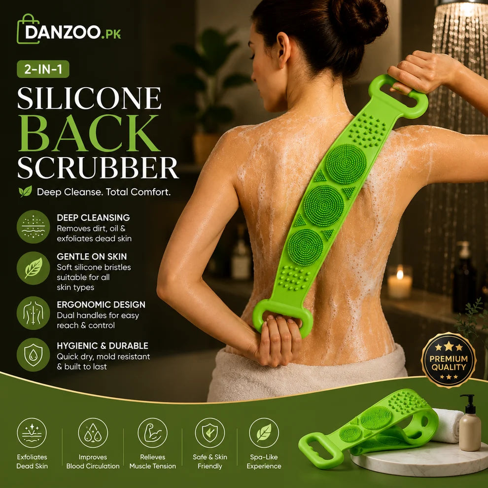 2-in-1 Silicone Back Scrubber and Bath Brush